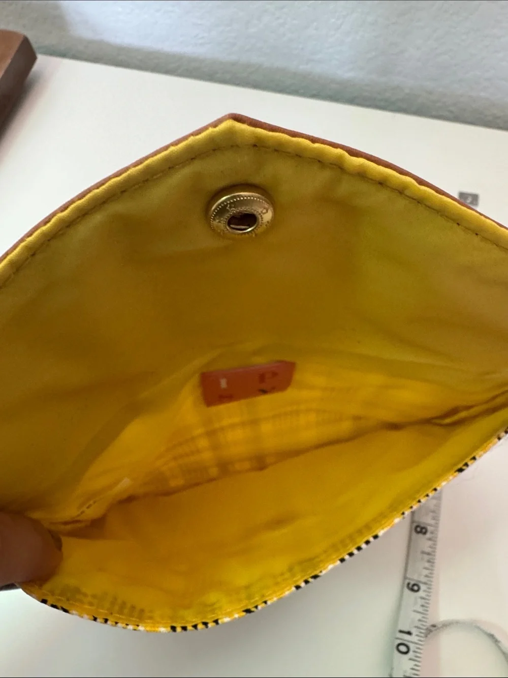 Tan Plaid Envelope Clutch NWOT